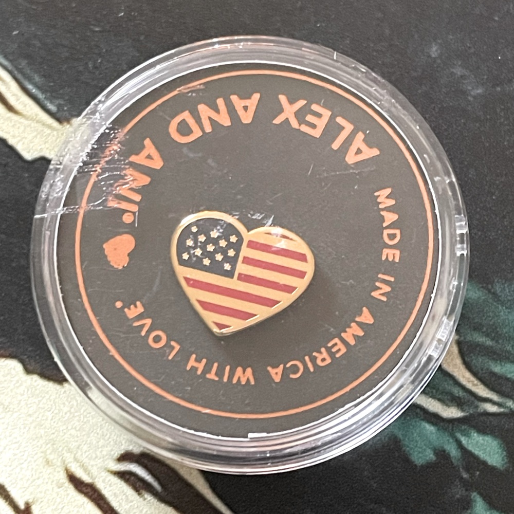 NWT Alex and Ani Color Infusion Heart Flag Pin in gold